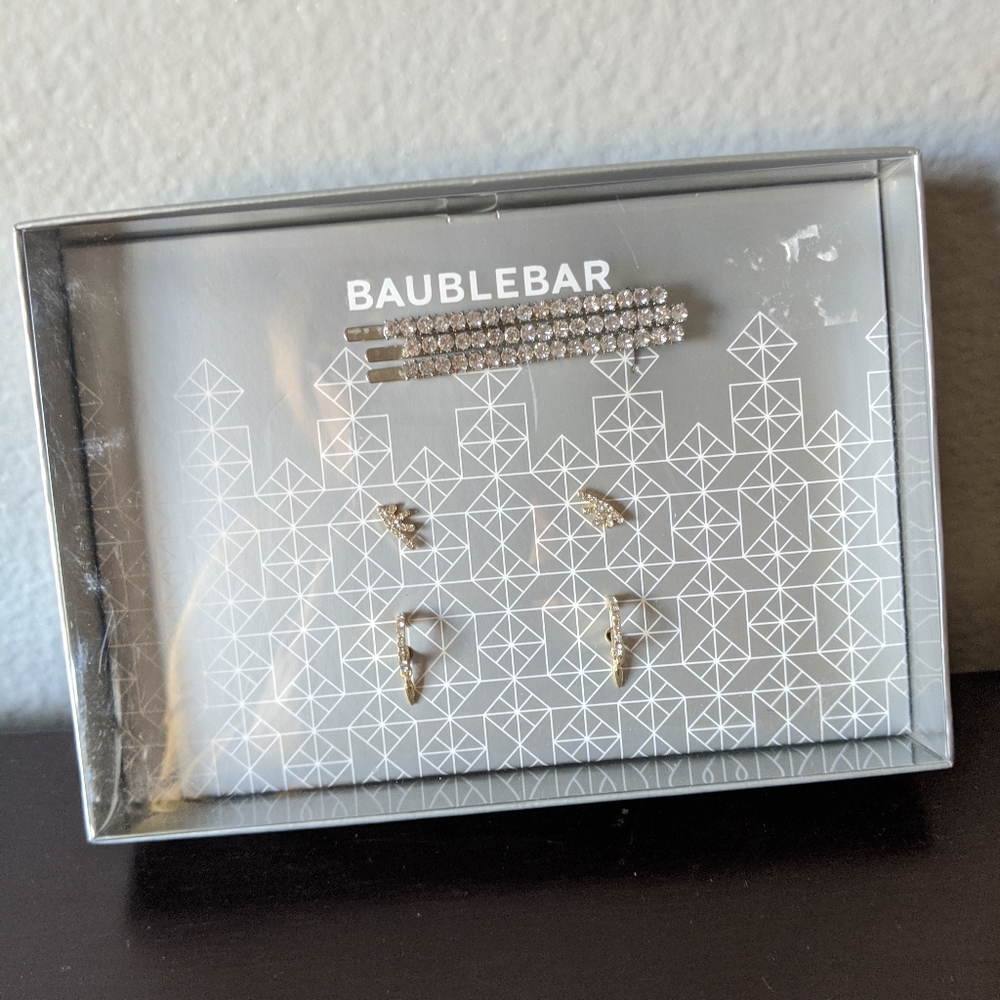 BAUBLEBAR Crystal Rhinestone Hair Pin Earrings Set